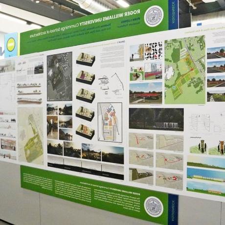 Professor Ludwig's student work on Sea Level Rise photo in an exhibition